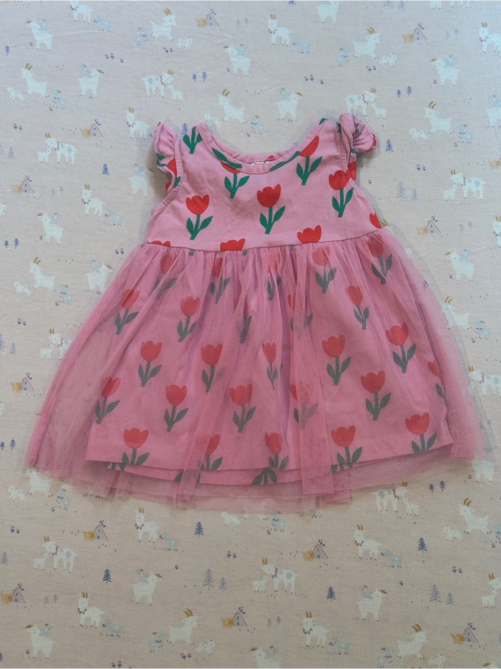 Hanna Andersson 6-12m Pink Tulip Tulle Baby Dress